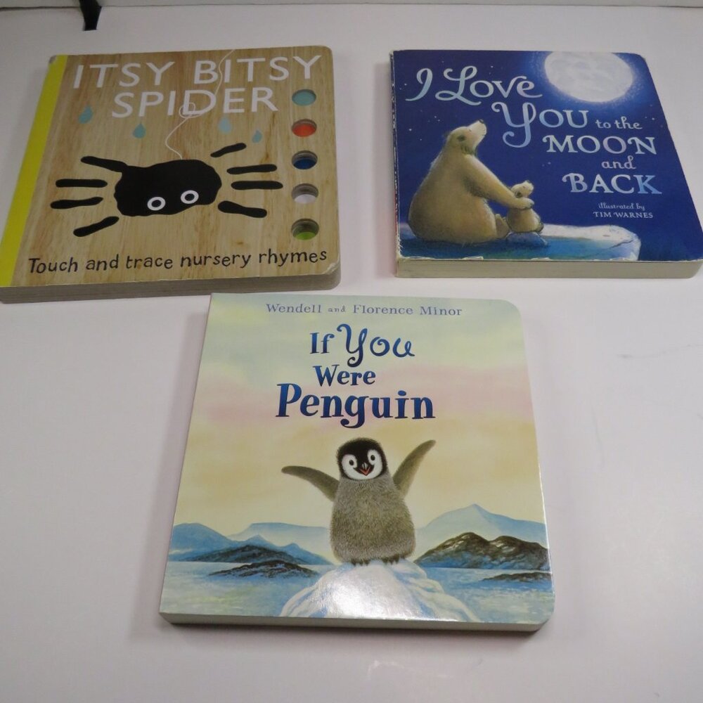Board Books (3) Good - New Condition Penguin, I Love You, Itsy Bitsy Spider